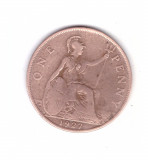 Moneda Marea Britanie 1 penny 1927, stare buna, curata