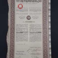 Obligatiune 500 franci 1924 comuna Bucuresti / titlu / actiuni