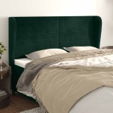 vidaXL Tăblie pat cu aripioare verde &icirc;nchis 203x23x118/128cm catifea 3118165