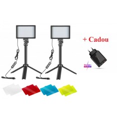 Kit 2 mini panouri Neewer,cu stativi reglabili 116 cm,8 filtre de culoare multicolore + incarcator priza 4x USB