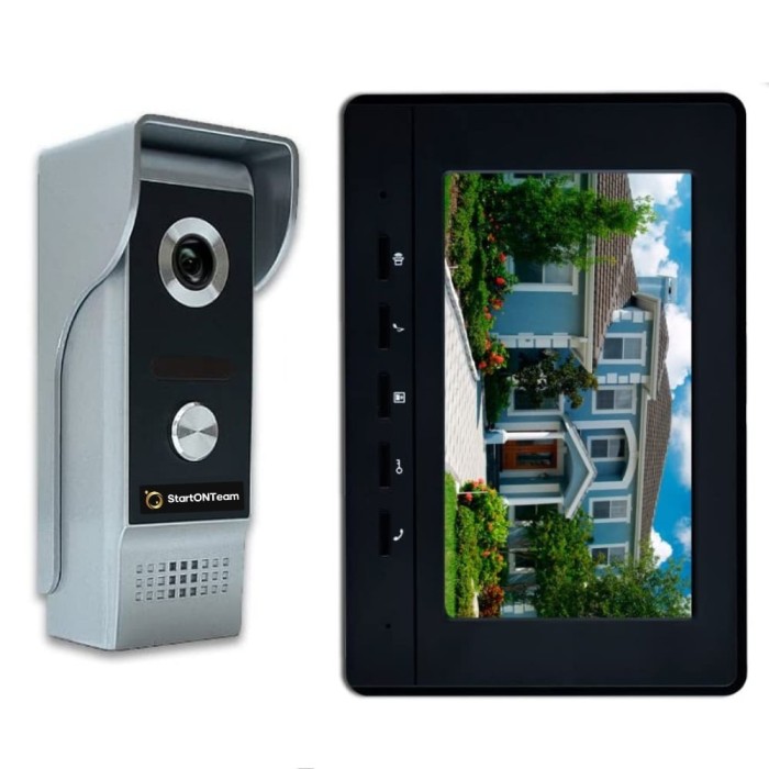 Videointerfon Smart cu Fir si Monitor, Infrarosu, Night Vision, Comunicare Bidirectionala