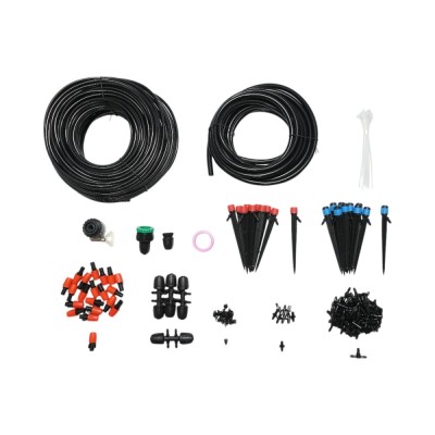 Kit complet irigare prin picurare si pulverizare cu 2 furtunuri 8m/62m, duze, microaspersoare, conectori 145 piese foto