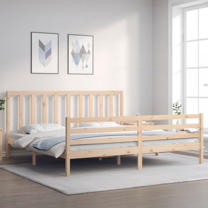 Gossi cadru pat cu tablie 200x200 cm, lemn masiv de pin