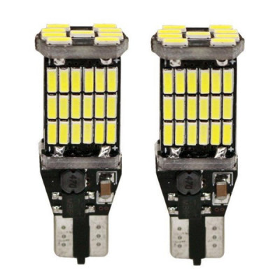 Set 2 x Becuri auto 45LED SMD, T15 W16W, 10W, 12V, canbus, 2400lm foto