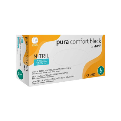 Manusi Nitril fara Pudra AMPri Pura Comfort Black, Negru, S, 100 buc foto