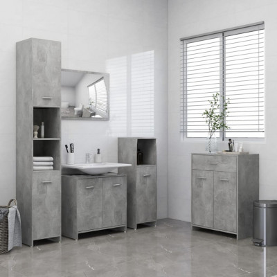 vidaXL Set mobilier baie, 4 piese, gri beton foto