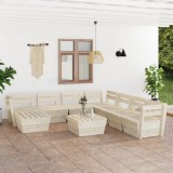 vidaXL Set mobilier de grădină, 9 piese, lemn de molid tratat 3063731