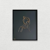Tanara cu coc, tablou din fir continuu de sarma placata cu aur, 25&times;31 cm-cod 3708