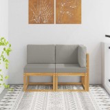 vidaXL Canapea de exterior din mijloc și colț cu pernă 2 Bucată Alb 901474