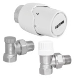 Kit robinet calorifer termostatat + robinet calorifer retur + cap termostat Ferro, alama, 1/2&quot;