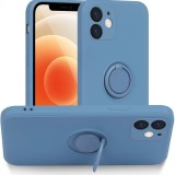 Husa protectie flippy compatibila cu samsung a51 4g liquid silicone ring cu suport rotativ albastru deschis