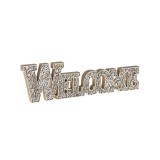 Decoratiune din lemn, mesaj Welcome cu fluturi, 45x12.5 cm, ATU-082307, Oem