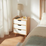 Nachttisch Bordkak mit 3 Schubladen 55x40x30 cm Eicheoptik/Wei&szlig; [en.casa]