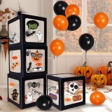 Set de 4 cutii cu 20 de baloane si 22 autocolante pentru Haloween Fennoral, hartie/latex, portocaliu/negru