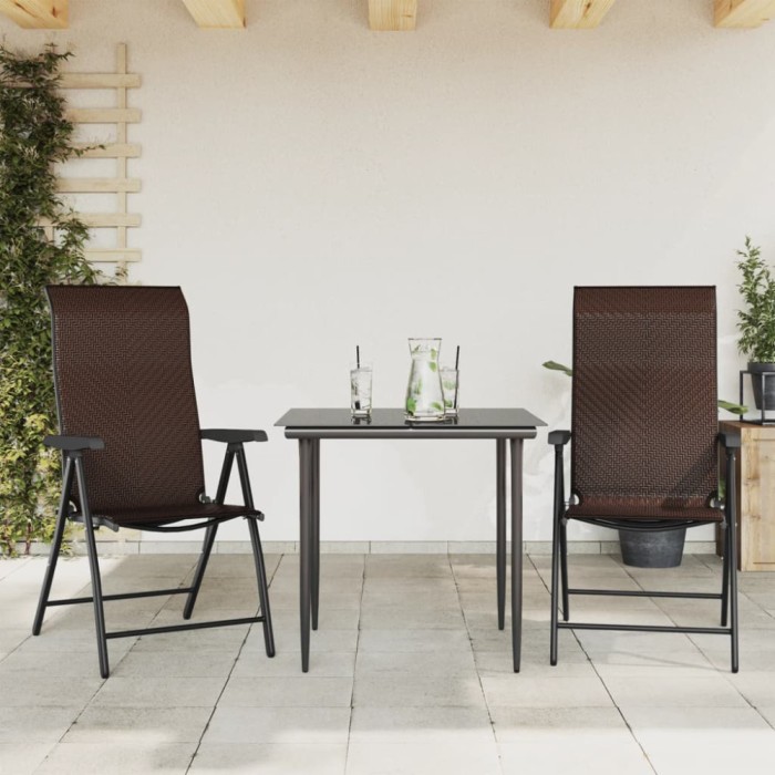 vidaXL Scaune Rabatabile De Gradina 2 buc., maro, poliratan 4007138