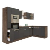 Mobilier de bucătărie de colț Yorki 310, cu corp din stejar Yorki și fațade antracit cu finisaj satinat, fără blat de lucru