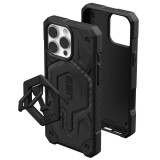 Husa iPhone 16 Pro Max UAG Monarch Pro MagSafe Bundle, Carbon Fiber Black Stand