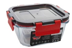 Vas termorezistent patrat cu capac plastic CLICK 0.5 L - 7606 L foto