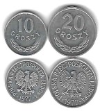 POLONIA Lot NR 1 / 2buc - 10 + 20 GROSZY 1977