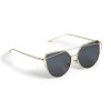Ochelari de soare damă Cat-Eye, ramă metalică aurie, lentile oglindă UV400, Plastic, Transparent