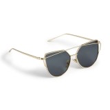 Ochelari de soare damă Cat-Eye, ramă metalică aurie, lentile oglindă UV400