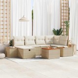 VidaXL Set de canapele pentru grădină 7 pcs Bej 55 x 62 x 69 cm