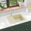 Chiuveta bucatarie granit Gossi bej, 575x460mm, cuva adanca, reversibila, rezistenta la caldura, montare deasupra blatului