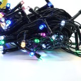 Instalatie de craciun 8 jocuri de lumini, controler, liniara, 10 m, din care 1 m cablu priza 220v, 100 led, fir negru, multicolor, Oem