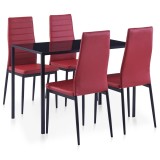 Cumpara ieftin Set mobilier de bucatarie, 5 piese, rosu vin