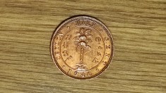 Ceylon -bijuterie coloniala exotica- 1/2 cent 1940 UNC -George VI- protejata cu zapon lack