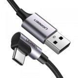 Cablu Date si Incarcare USB-A - USB-C UGREEN US284 Angled, 18W, 0.5m, Gri