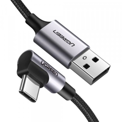 Cablu Date si Incarcare USB-A - USB-C UGREEN US284 Angled, 18W, 0.5m, Gri foto
