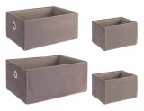 Cumpara ieftin Set 4 cosuri de depozitare, Velvet Beige, Bizzotto, 30x22x14 cm, otel/catifea