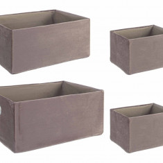 Set 4 cosuri de depozitare, Velvet Beige, Bizzotto, 30x22x14 cm, otel/catifea