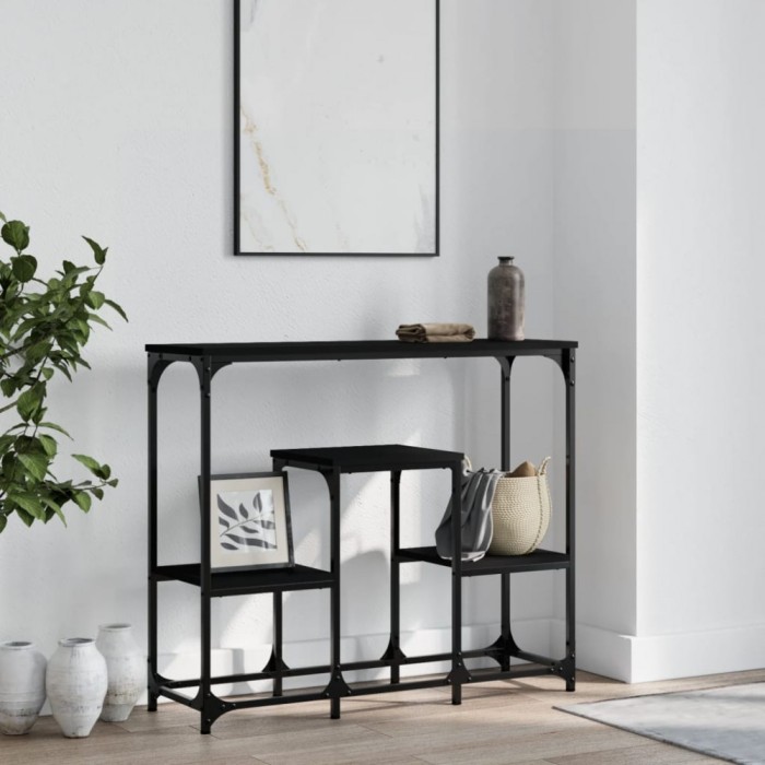 Măsuță consolă, negru, 89,5x28x76 cm, lemn prelucrat