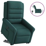 Cumpara ieftin Fotoliu electric rabatabil cu ridicare, verde &icirc;nchis, textil
