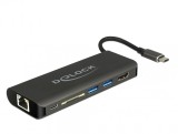 Docking Station USB 3.1-C la HDMI 4K 30 Hz, Gigabit LAN si PD (power delivery), Delock 87721