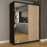 Dulap Dormitor Nova Eco 150 cm x 200 cm, cu oglinda, wenge cu usi glisante sonoma