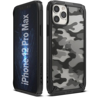 Husa Plastic - TPU Ringke Fusion X Design Camo pentru Apple iPhone 12 Pro Max, Neagra XDAP0017 foto