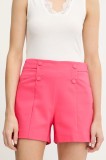 Morgan pantaloni scurți culoarea roz, uni, high waist, SHEON