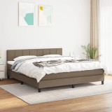 Cumpara ieftin Pat box spring cu saltea, gri taupe, 160x200 cm material textil