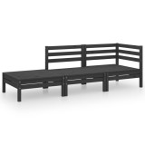 Cumpara ieftin Set mobilier de gradina, 3 piese, negru, lemn masiv de pin