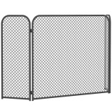 HOMCOM Grilaj de protecție pentru șemineu, 3 părți, pliabil, design geometric cu protecție anti-sc&acirc;ntei, metal rezistent la căldură, Negru | Aosom Rom