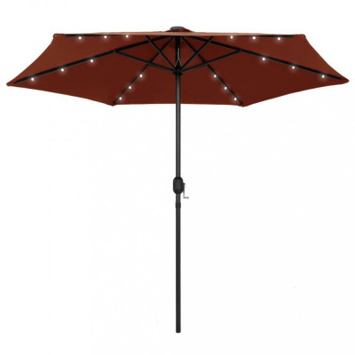 Umbrelă de soare, LED-uri și st&amp;acirc;lp aluminiu, cărămiziu, 270 cm foto