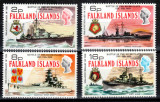 Falkland 1974, Mi #232-235**, navigatie, vase de razboi, MNH! Cota 30 &euro;!, Militar, Nestampilat