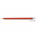 Cumpara ieftin Set de 12 Creioane FORPUS Grafit, Mina HB, Corp Rosu din Lemn Hexagonal cu Radiera, Creion, Creion Grafit, Creion Desen, Grafit Creion, Creioane Grafi
