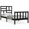 Cadru de pat cu tablie Small Single, negru, lemn masiv, DKD Home Decor