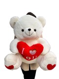 Urs de plus alb cu inima rosie I Love You 60cm