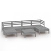 Set mobilier de gradina, 7 piese, gri, lemn masiv de pin