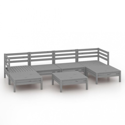 Set mobilier de gradina, 7 piese, gri, lemn masiv de pin foto